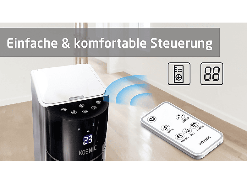 Thumbnail - KOENIC KTFC 603022 Turmventilator und Luftkühler Weiß (60 Watt)