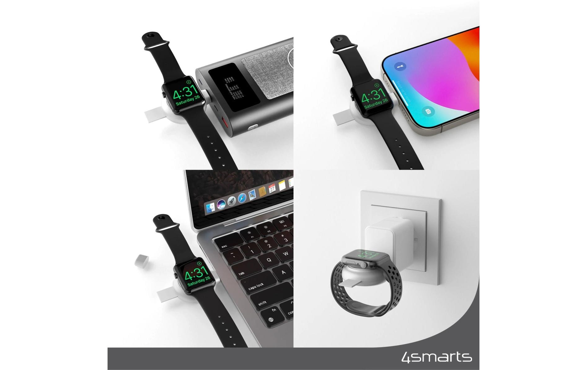 4SMARTS Wireless Charger, Silber, Wireless Charger, Apple, Silber