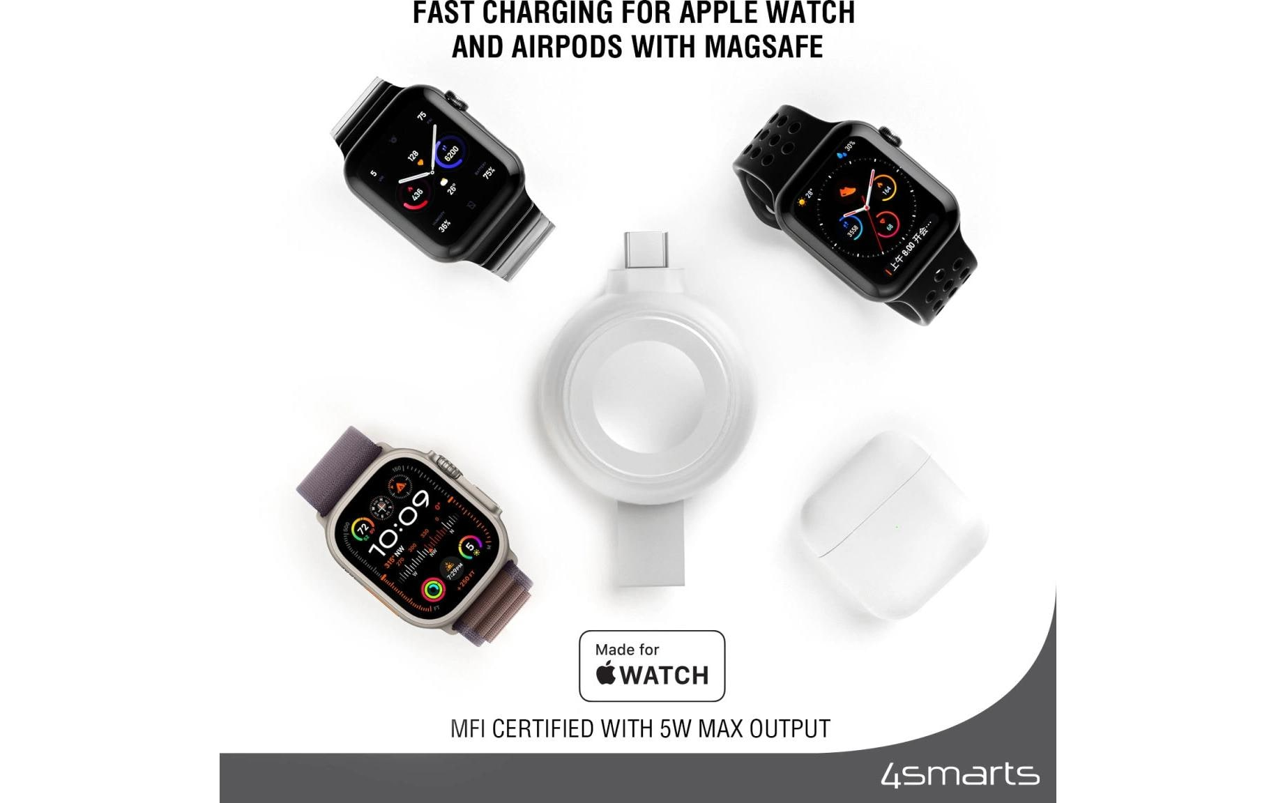 4SMARTS Wireless Charger, Silber, Wireless Charger, Apple, Silber