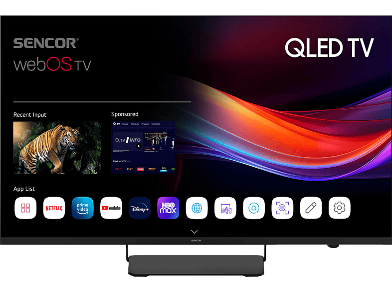 SENCOR SLE 43Q870TCSB QLED SMART TV, webOS, fekete, 108 cm