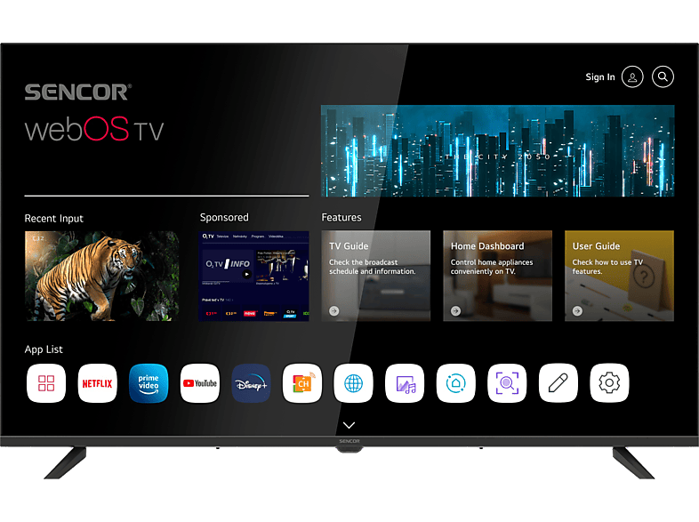 SENCOR SLE 43US802TCSB UHD SMART TV, webOS, fekete, 108 cm
