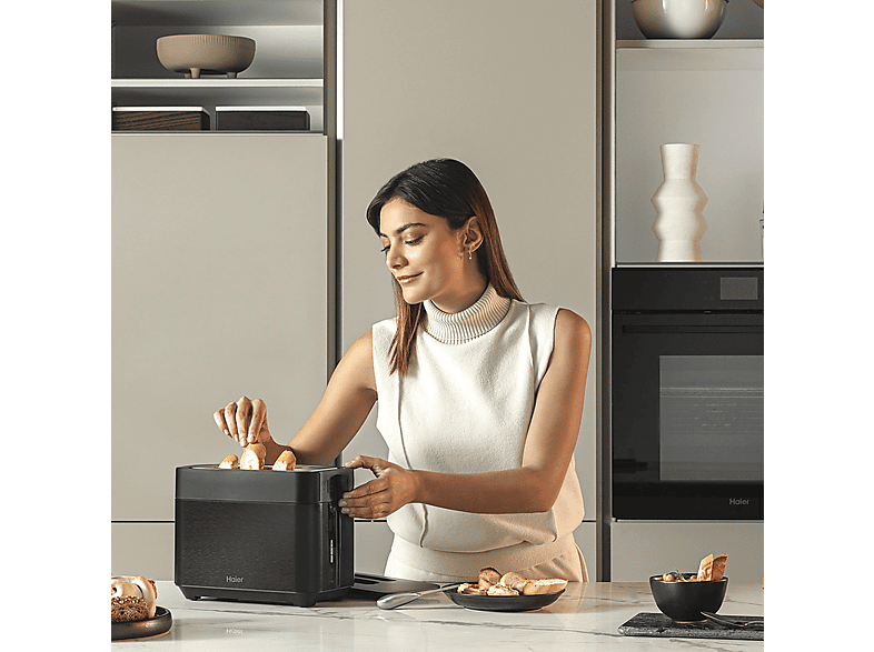 HAIER HTO5A 011 Serie 5 Toaster Schwarz (1150 Watt, Schlitze: 2)