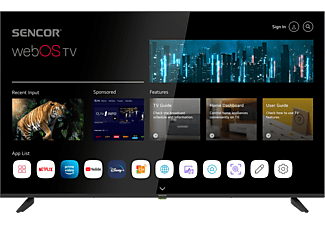 SENCOR SLE 55US802TCSB UHD SMART TV, webOS, fekete, 139 cm