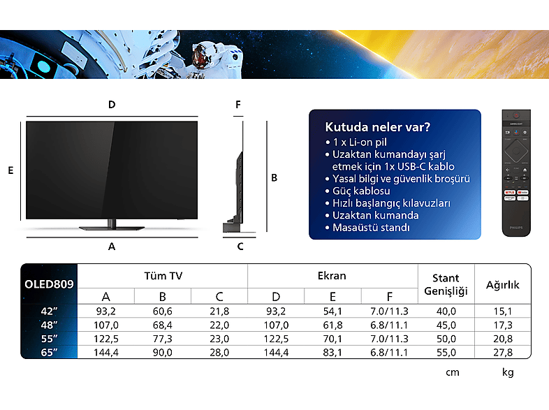 PHILIPS 65OLED809/12 65 inç 164 Ekran Uydu Alıcılı Smart 4K UHD Dolby Vision Dolby Atmos Google Ambilight TV_1