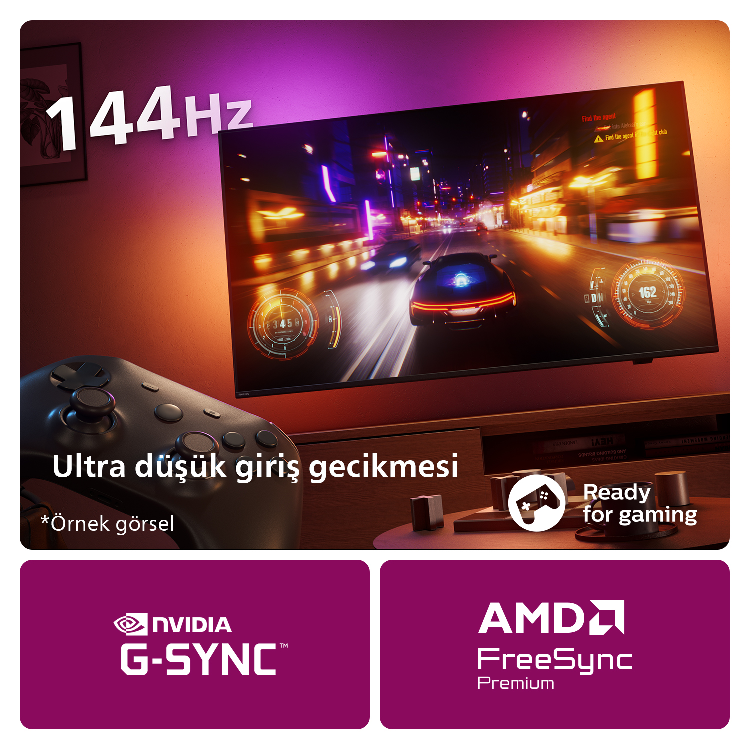 Açık siyah bir kılıf içinde Redmi 13 Pro telefonu. Ekran kırmızı bir arka plan ve metin gösteriyor.