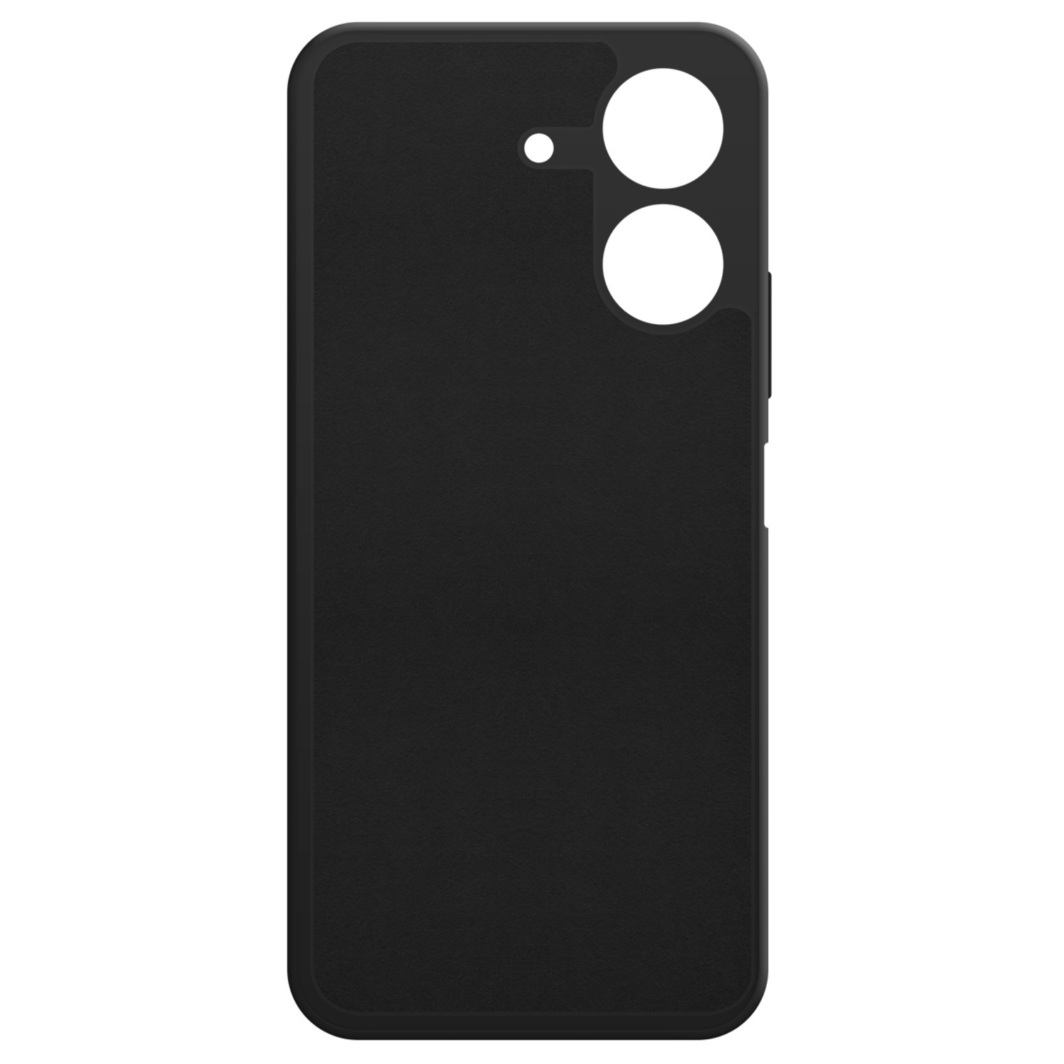 Coque de téléphone noire avec deux découpes pour appareil photo.