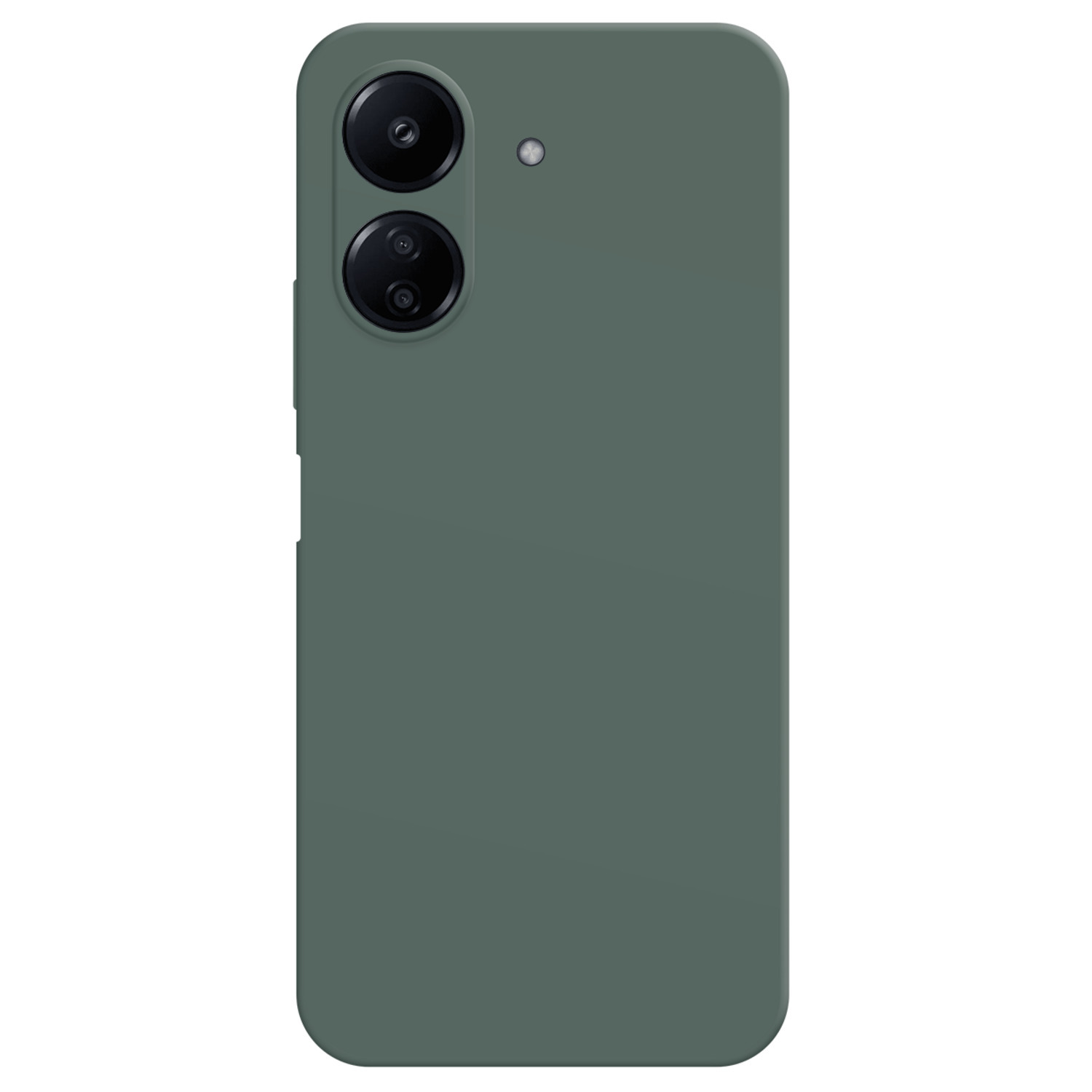Coque de téléphone verte avec deux caméras et flash.