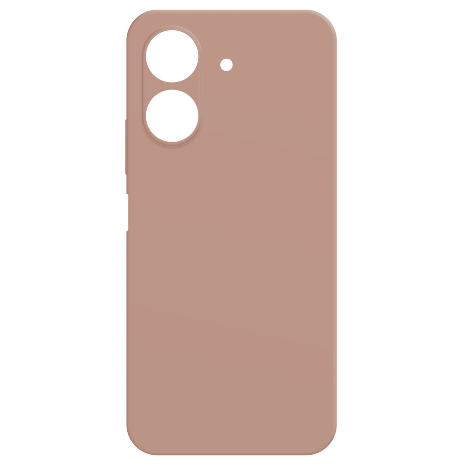 Coque de téléphone rose avec deux trous pour l'appareil photo et un trou pour la lumière.