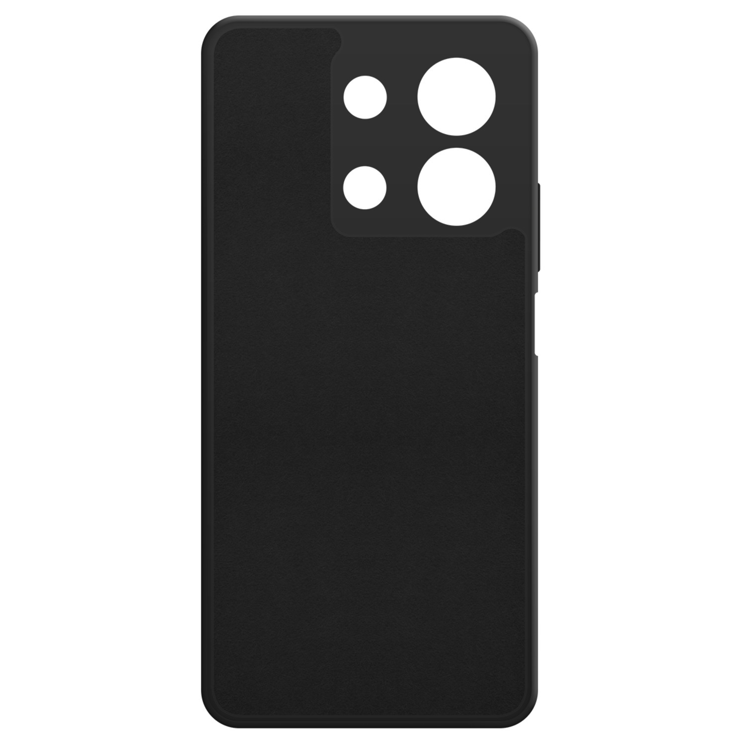 Coque de téléphone noire avec trous pour caméra et dos texturé.