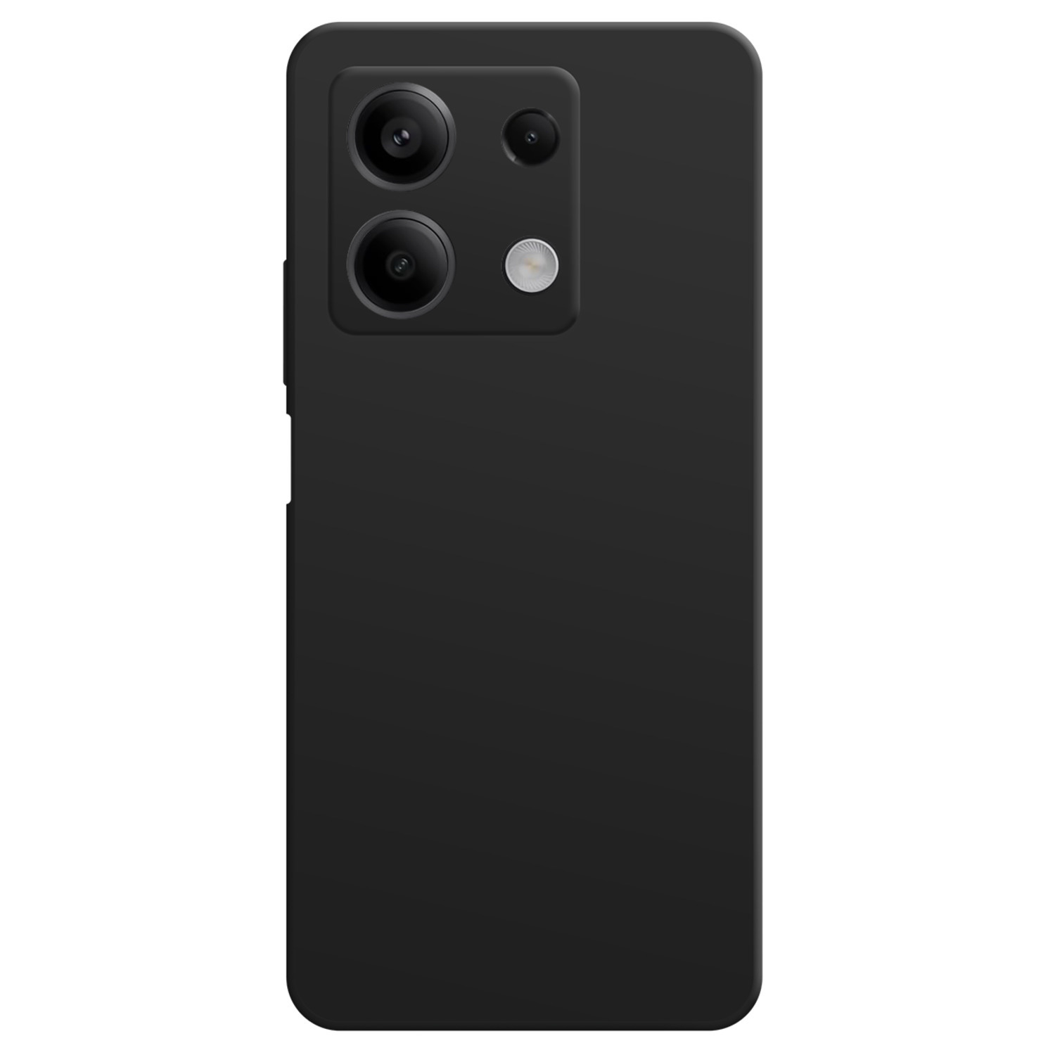 Smartphone noir, vue arrière, trois caméras et un flash sur une surface noire.