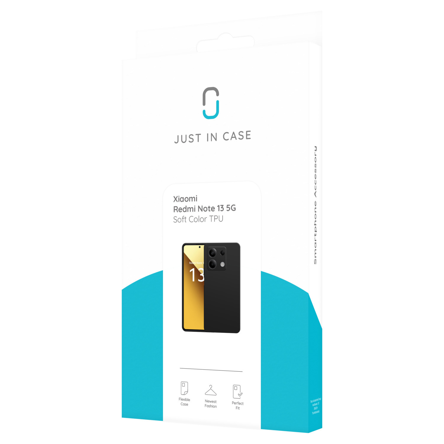 Une boîte de coque de téléphone avec la coque à l'intérieur, une coque noire avec le bas jaune.