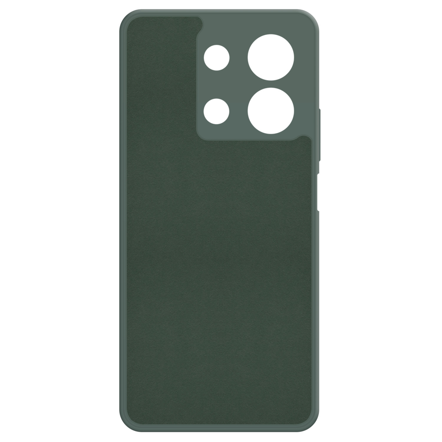 Une coque de téléphone vert foncé avec des découpes pour l'appareil photo.