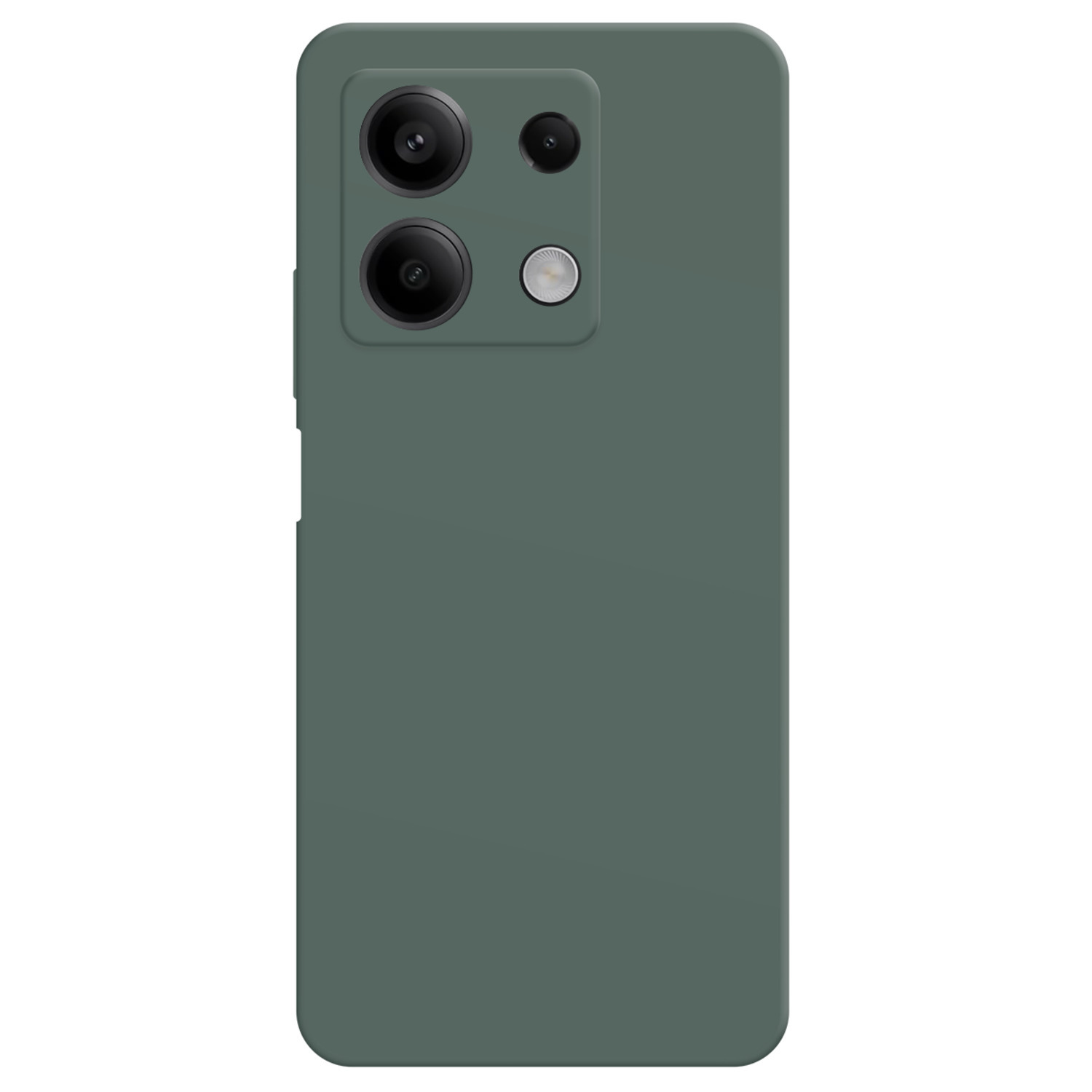 Dos de smartphone vert avec trois caméras et un flash.