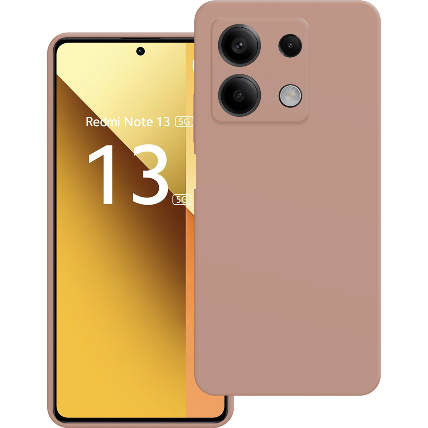 Un téléphone rose avec une protubérance de caméra et un écran qui affiche un écran de téléphone.