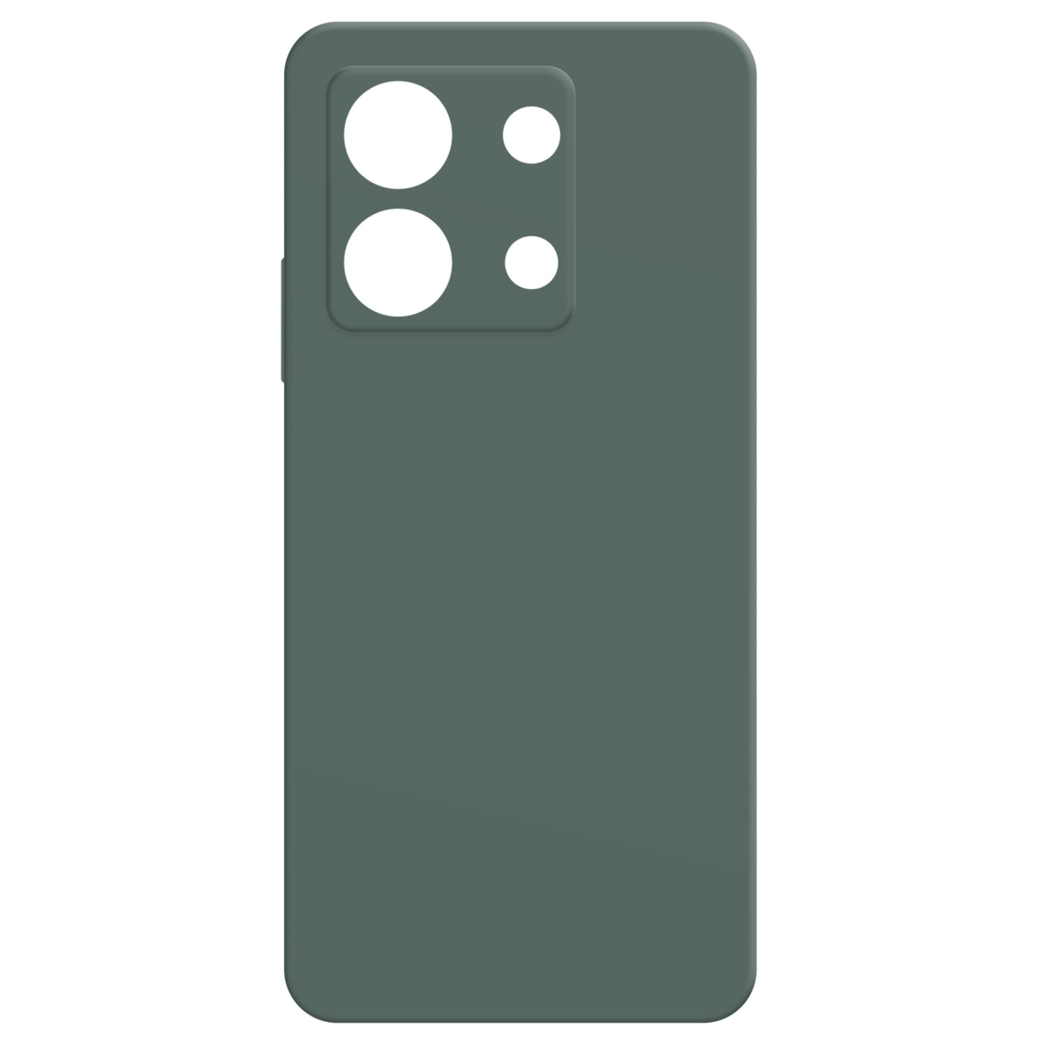 Coque de téléphone verte avec découpes caméra. Forme rectangulaire à coins arrondis.