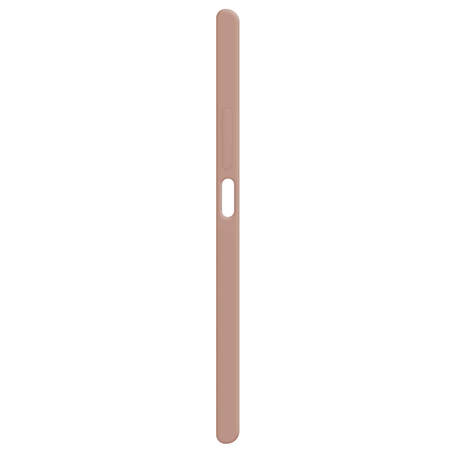Vue latérale d'une coque de smartphone rose.