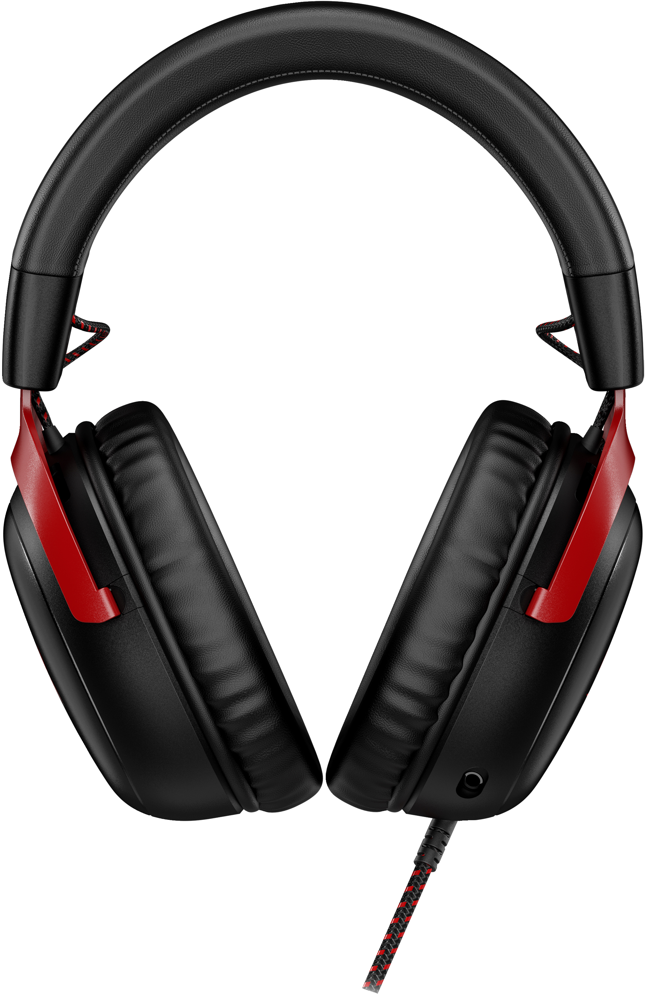 Schwarz-rote Kopfhörer. Over-Ear-Design, schwarze Ohrmuscheln, rote Akzente.