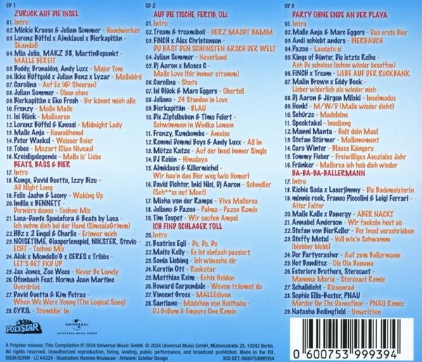 CD-Cover, Trackliste mit verschiedenen Songtiteln und Künstlernamen in einem mehrfarbigen Schema.