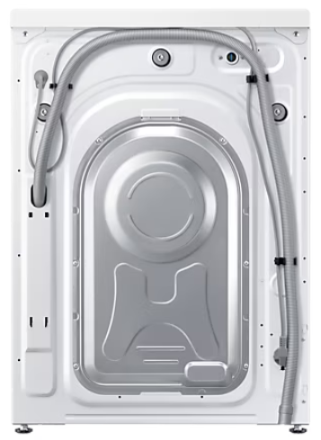 Widok z tyłu białej pralki.