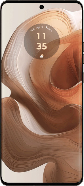 Smartfon z zakrzywionym ekranem, wyświetlający godzinę, datę i procent baterii.