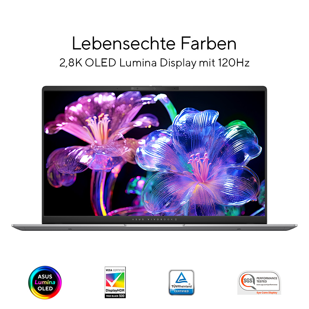Ein Laptop-Bildschirm mit Blumen.