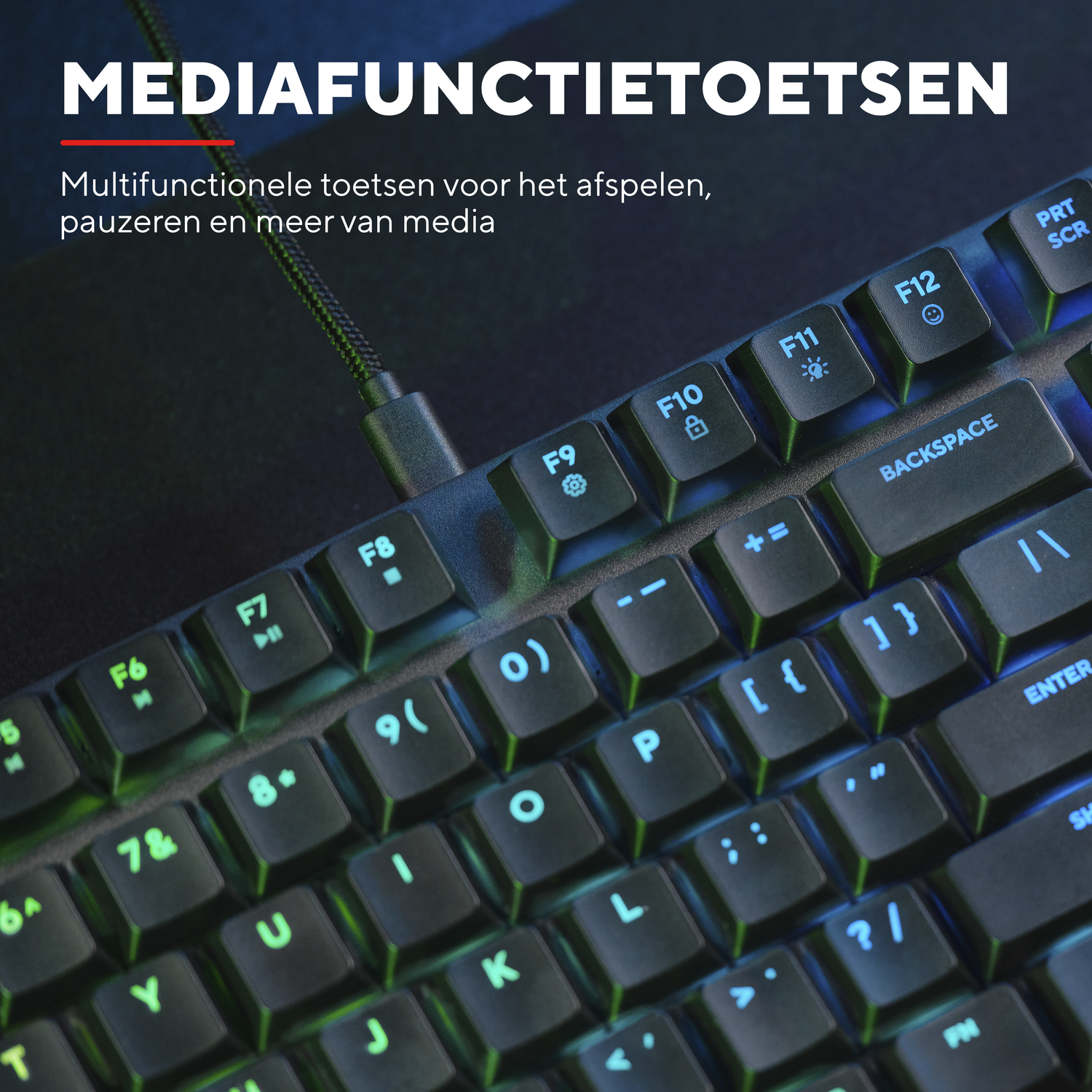 A close-up of a keyboard with media function keys.