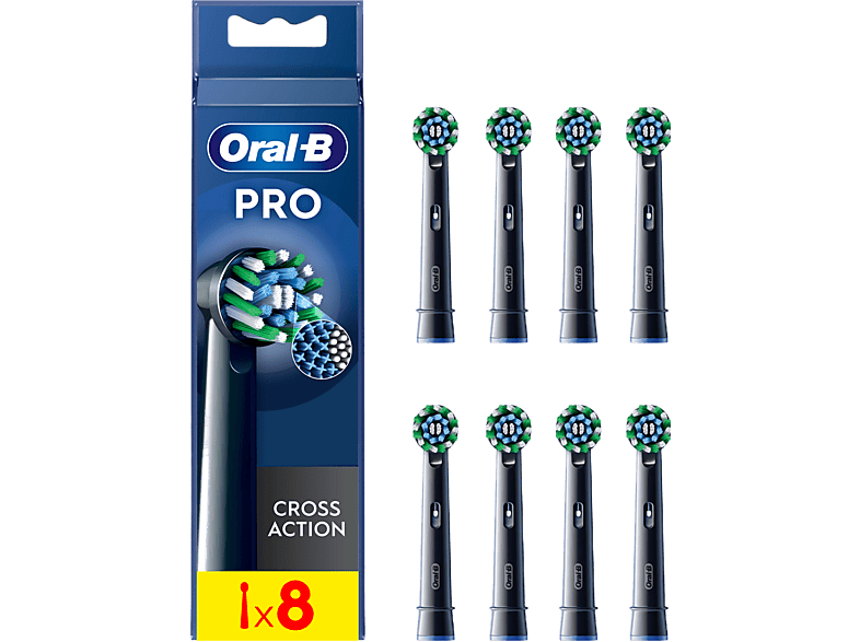 Oral B Opzetborstel Crossaction Zwart 8 Stuks (8006540893388)