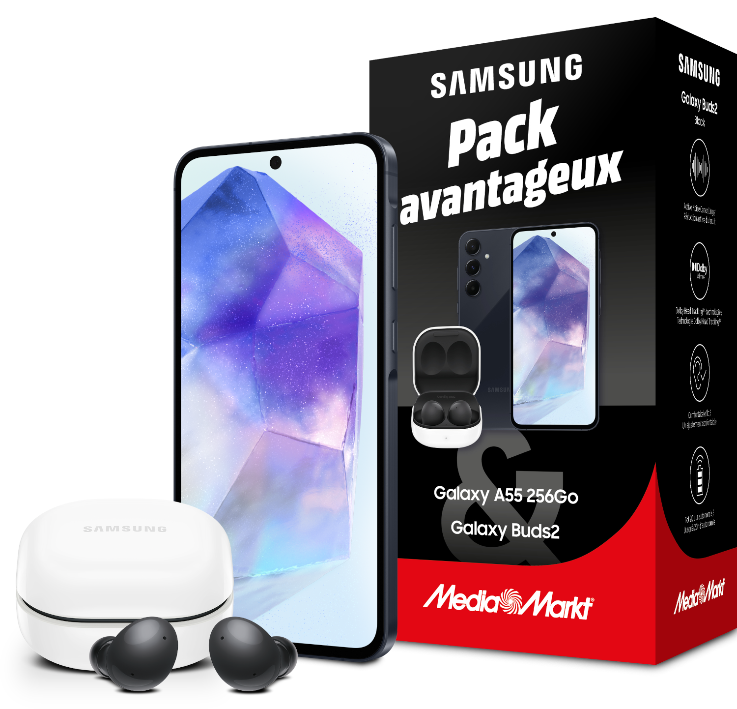SAMSUNG Smartphone Galaxy A55 256 GB 5G Awesome Navy + Galaxy Buds 2 (F-SM-A556ZCMSH)