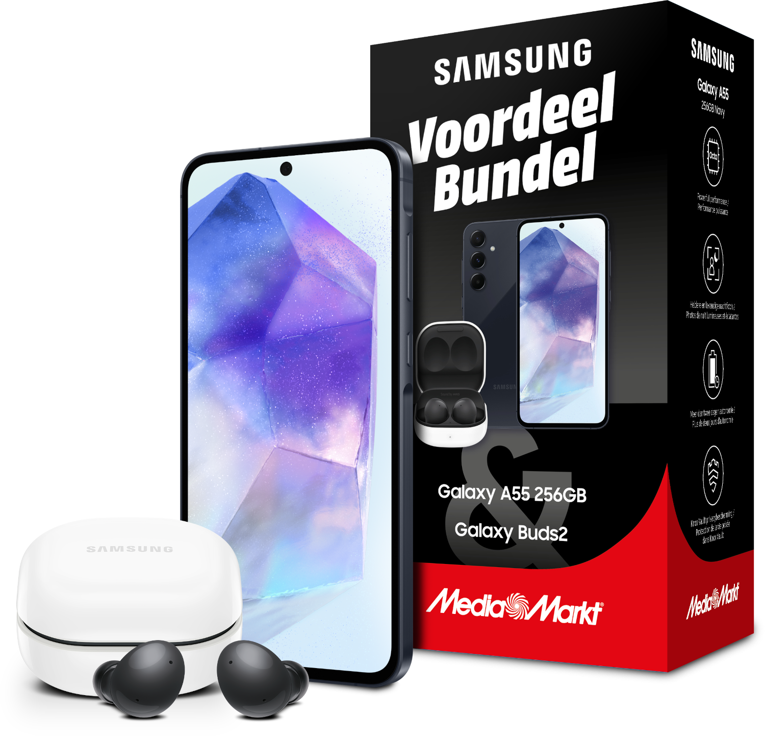 SAMSUNG Smartphone Galaxy A55 256 GB 5G Awesome Navy + Galaxy Buds 2 (F-SM-A556ZCMSH)