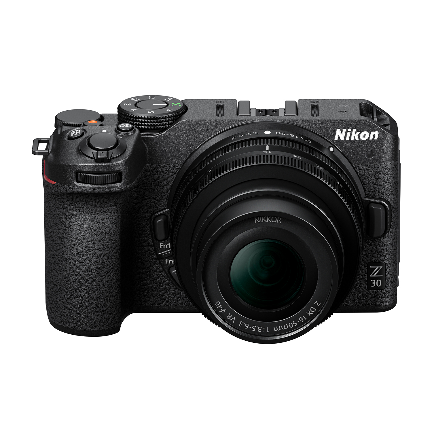Una fotocamera mirrorless Nikon Z 30 nera.