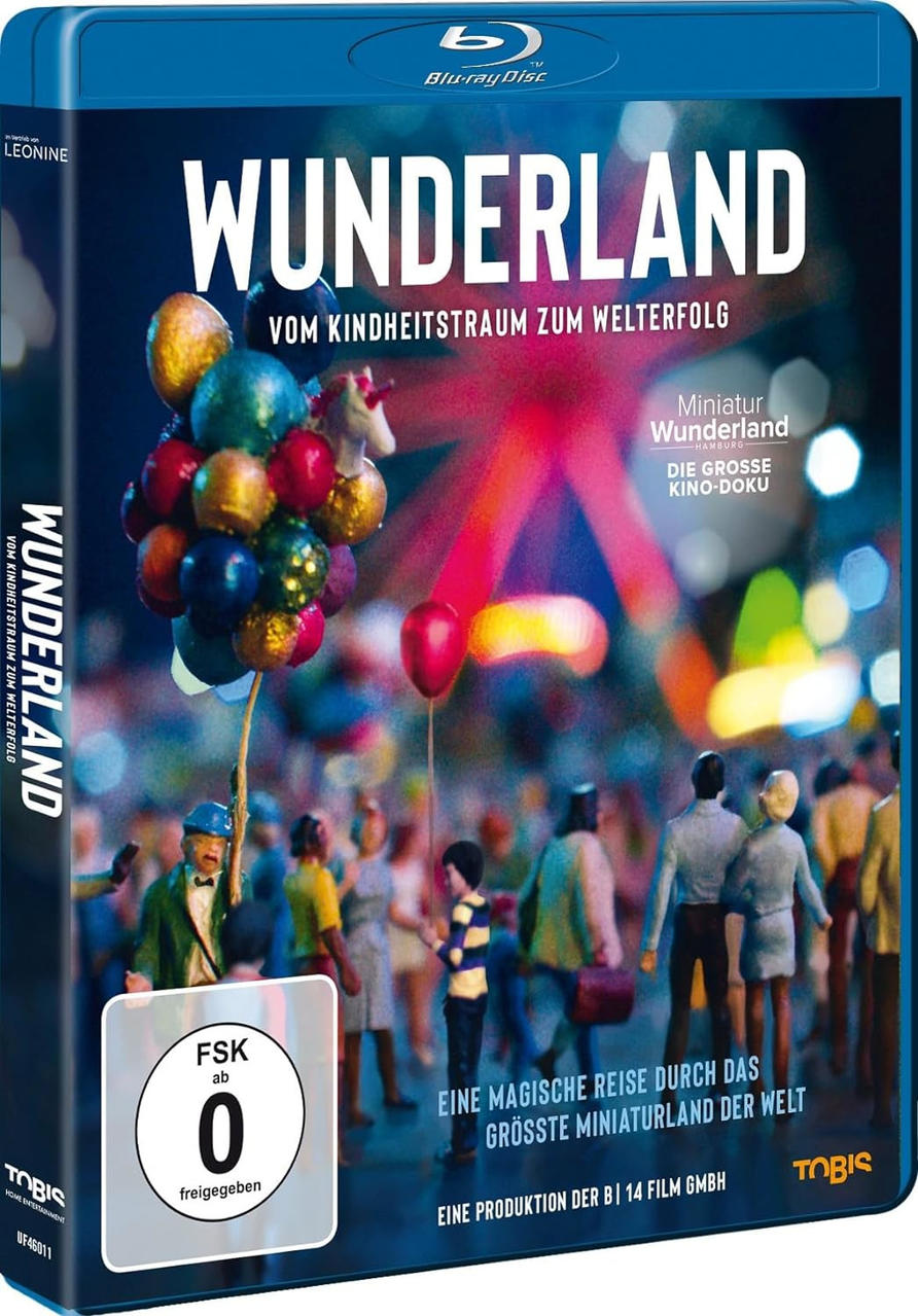 Blu-ray-Cover: 'WUNDERLAND'-Titel, Figuren, Ballon, Filmtitel.