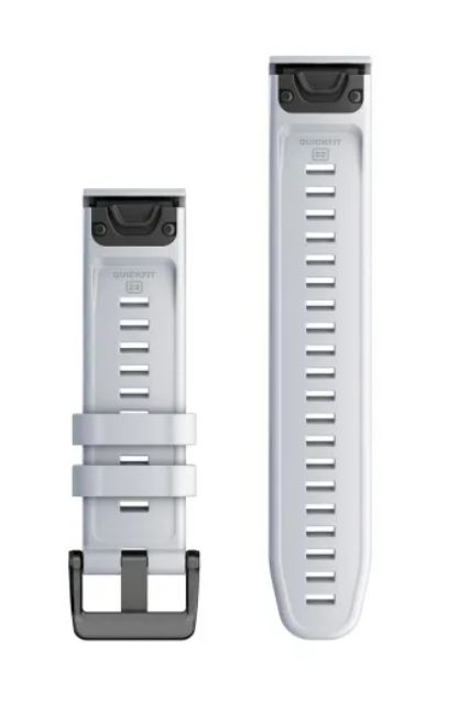 Dwa białe paski do zegarka z etykietą Quickfit 22, na białym tle.