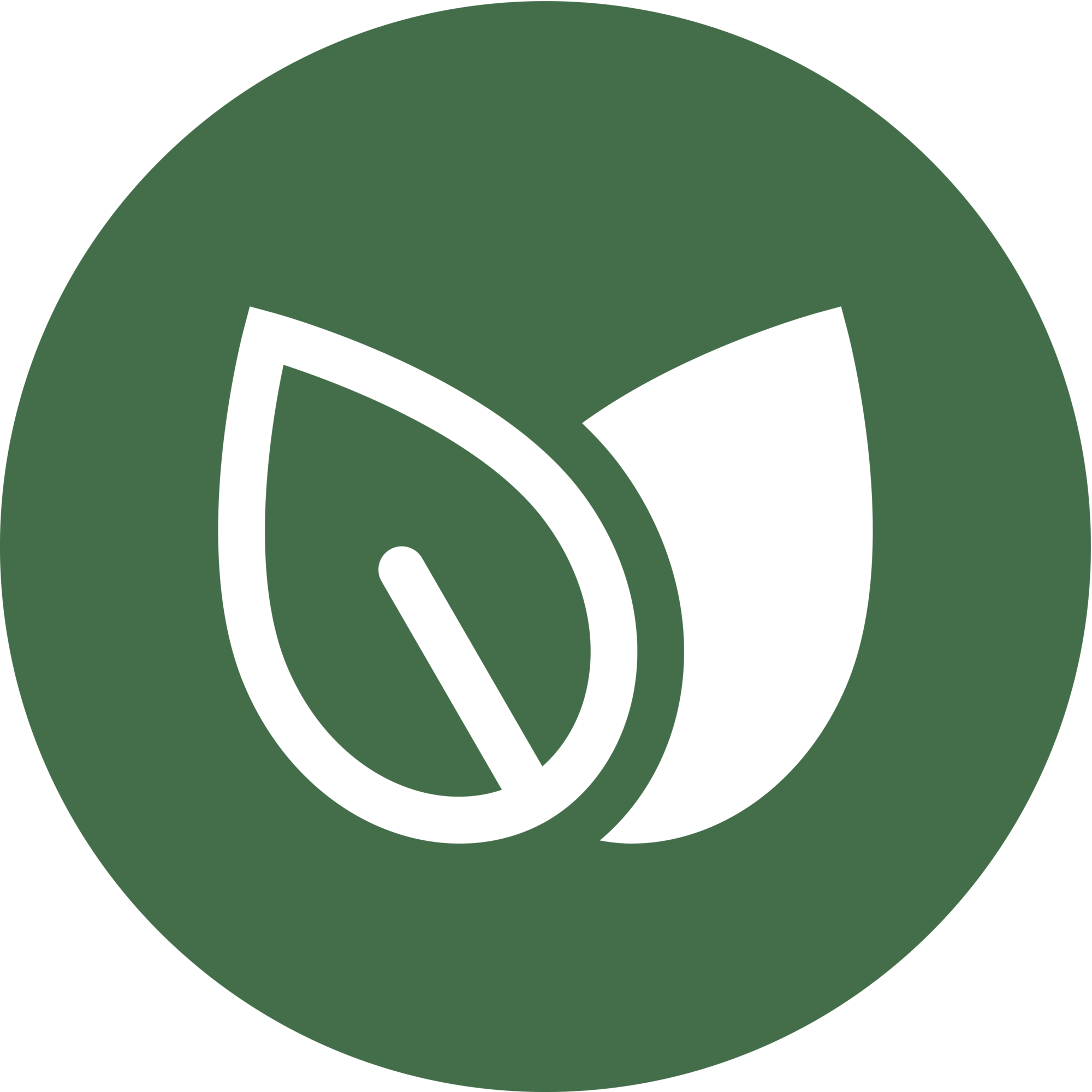 Zwei grüne Blätter in einem grünen Kreis.