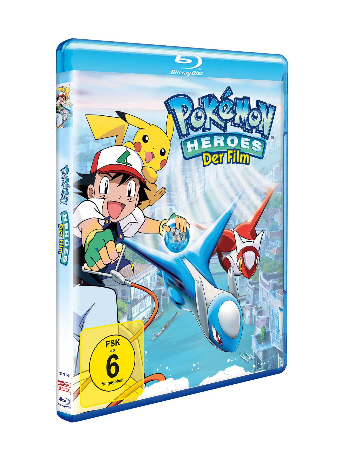 Eine Blu-ray-Hülle des Pokémon Heroes-Films mit Pikachu und Ash auf dem Cover.