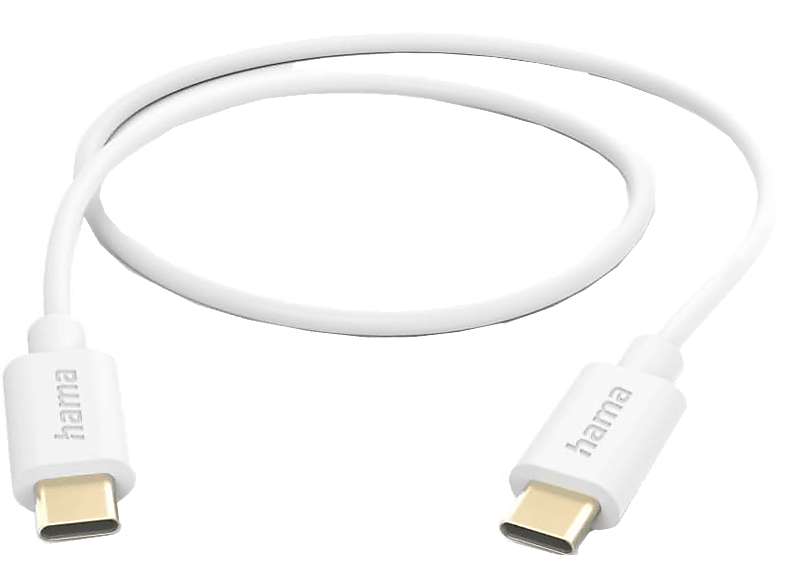 Cable USB-C - Hama 00201590, USB 2.0, USB-C, 1m, 480 Mbit/s, Blanco