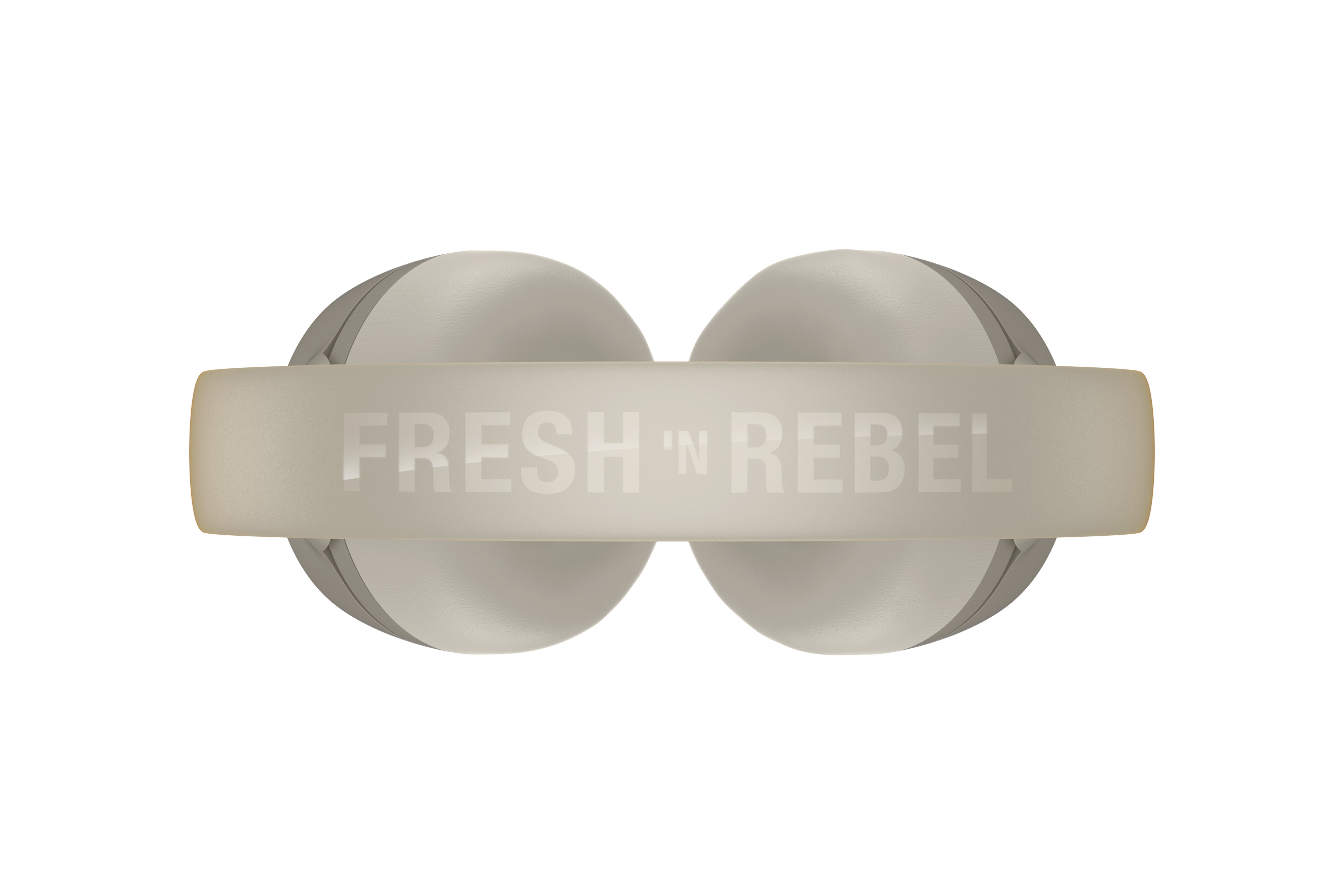 Beyaz bir arka plan üzerinde 'FRESH 'N REBEL' yazılı kulaklıklar.