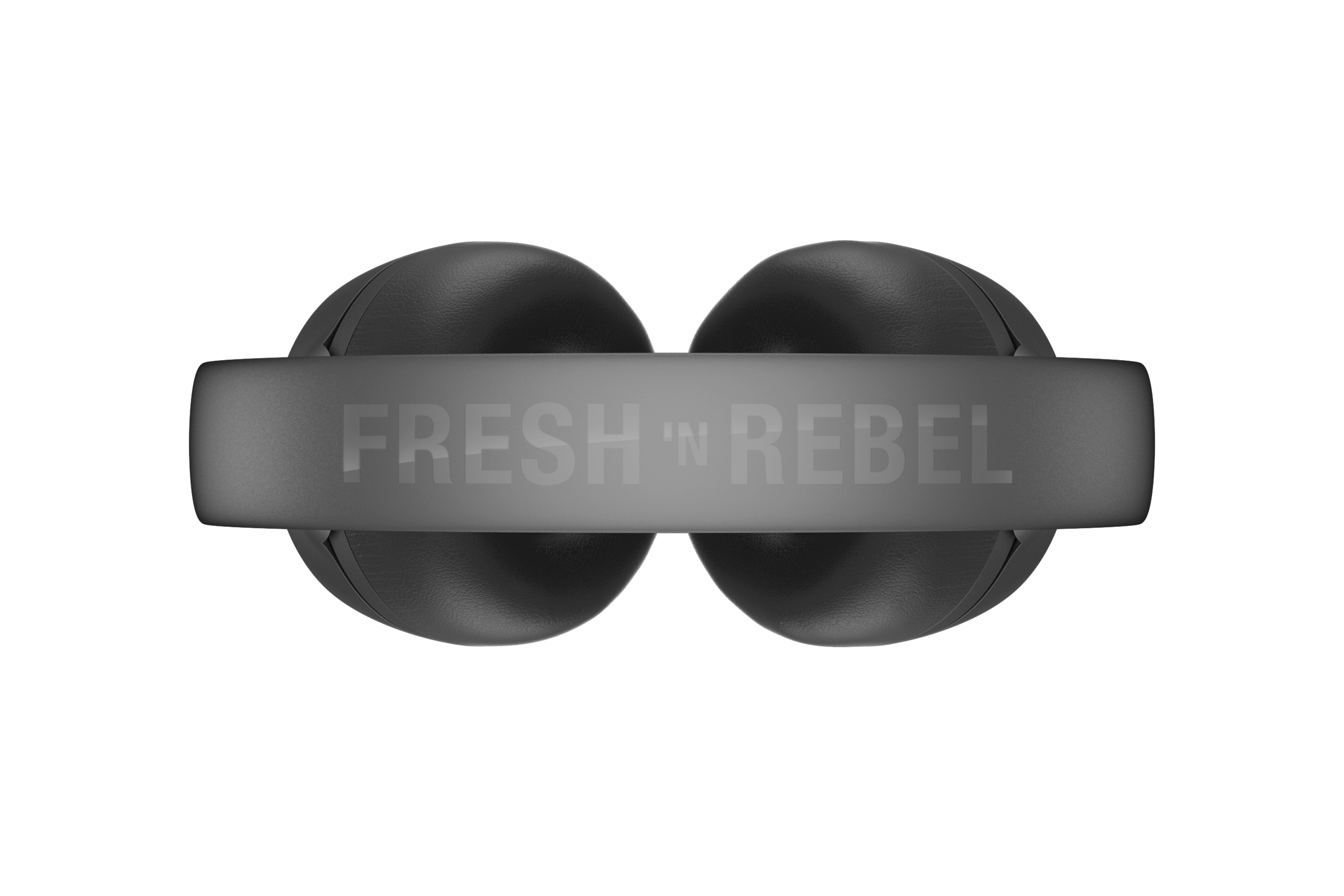 Siyah Fresh 'n Rebel kulaklıkların yukarıdan görünümü.