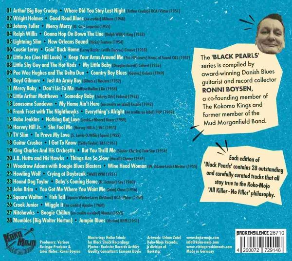 Ein Buchcover mit Text und einem Foto eines Mannes. Der Text ist eine Liste von Songtiteln und Künstlernamen.