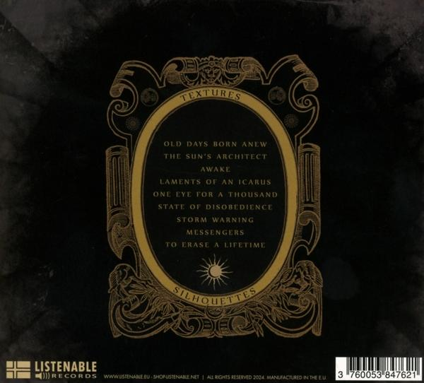 Schwarzes CD-Cover mit goldfarbenem Text und einem Sonnensymbol. 