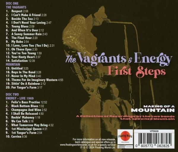 Albumcover mit Text: The Vagrants & Energy, First Steps. Enthält Titellisten.
