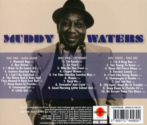 Rückseite einer Muddy Waters CD mit Titelliste und Foto von Muddy Waters.