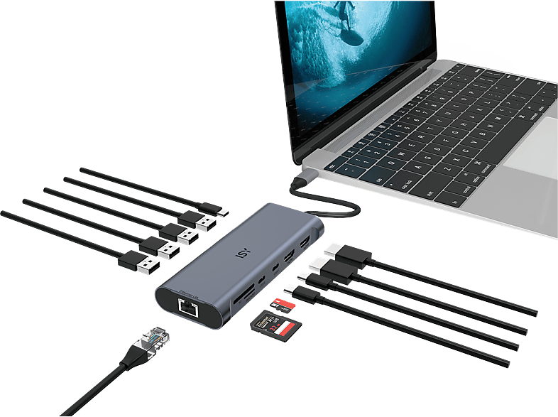 ISY IAD 1030 12-in 1 USB-C Multiport Adapter + Power Delivery — Foto 2 von 2