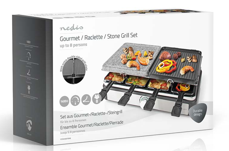 NEDIS FCRA300FBK8 Gourmet / Raclette sütőszett, 8 személyes