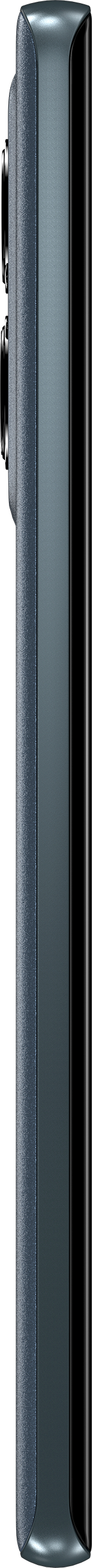 Vue latérale d'un téléphone de couleur foncée avec une bosse de caméra.