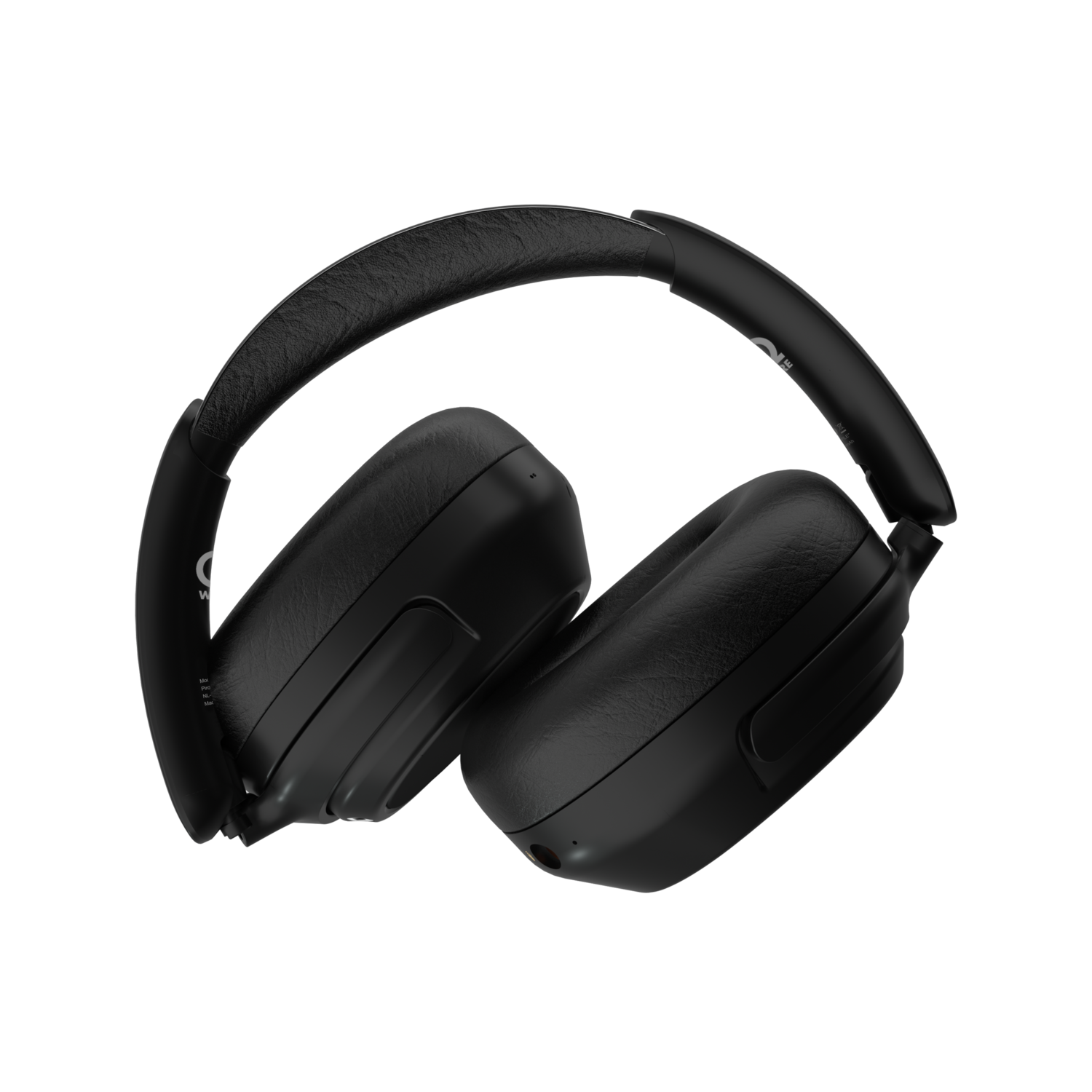 Black headphones with leather-like earcups and a padded headband. The headphones are on a black background.