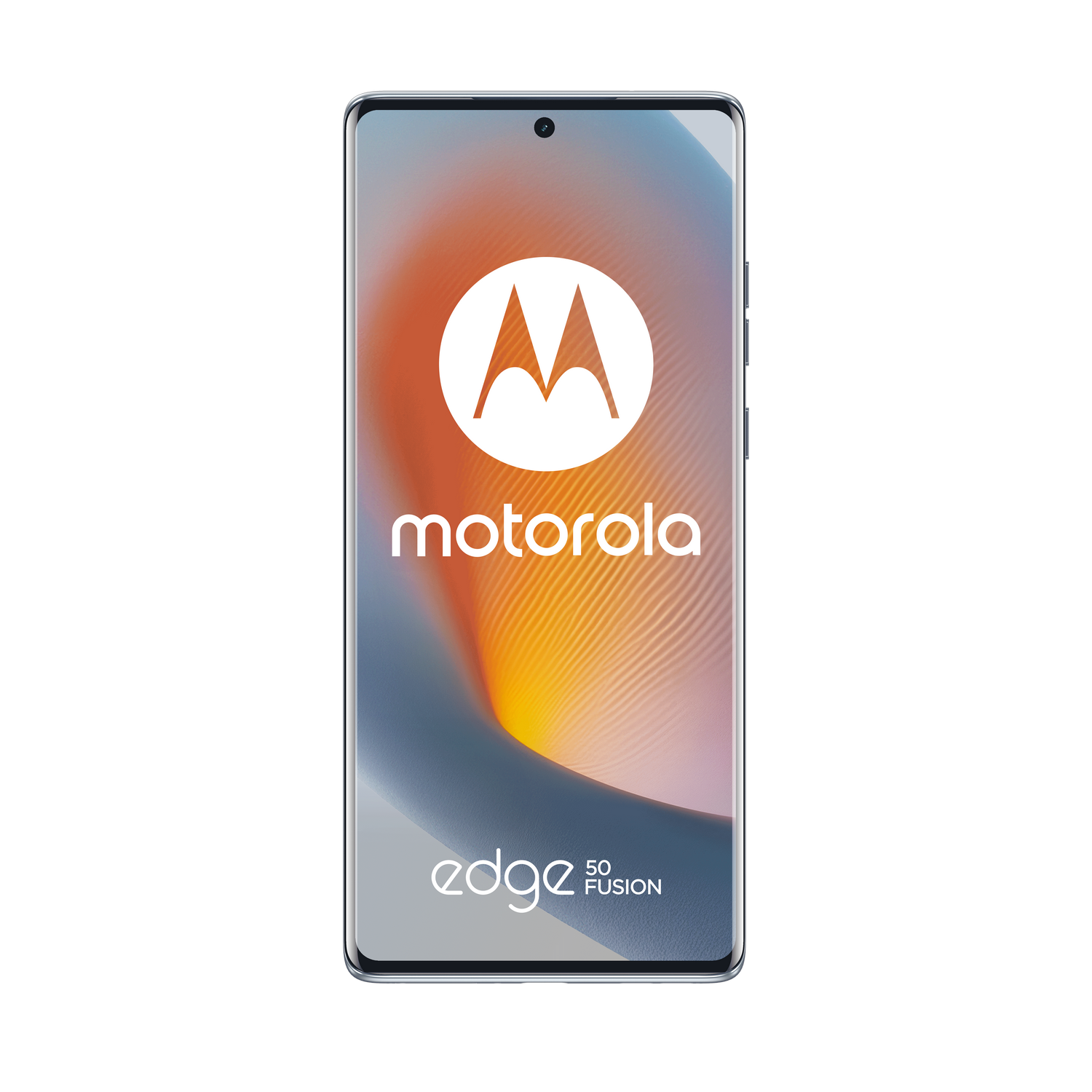 Un smartphone Motorola Edge 50 Fusion sobre un fondo negro.