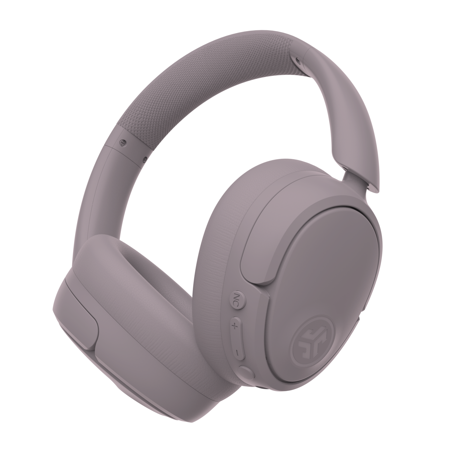 Lichtpaarse over-ear koptelefoon. De oorschelpen zijn ovaal van vorm. Zwarte achtergrond.