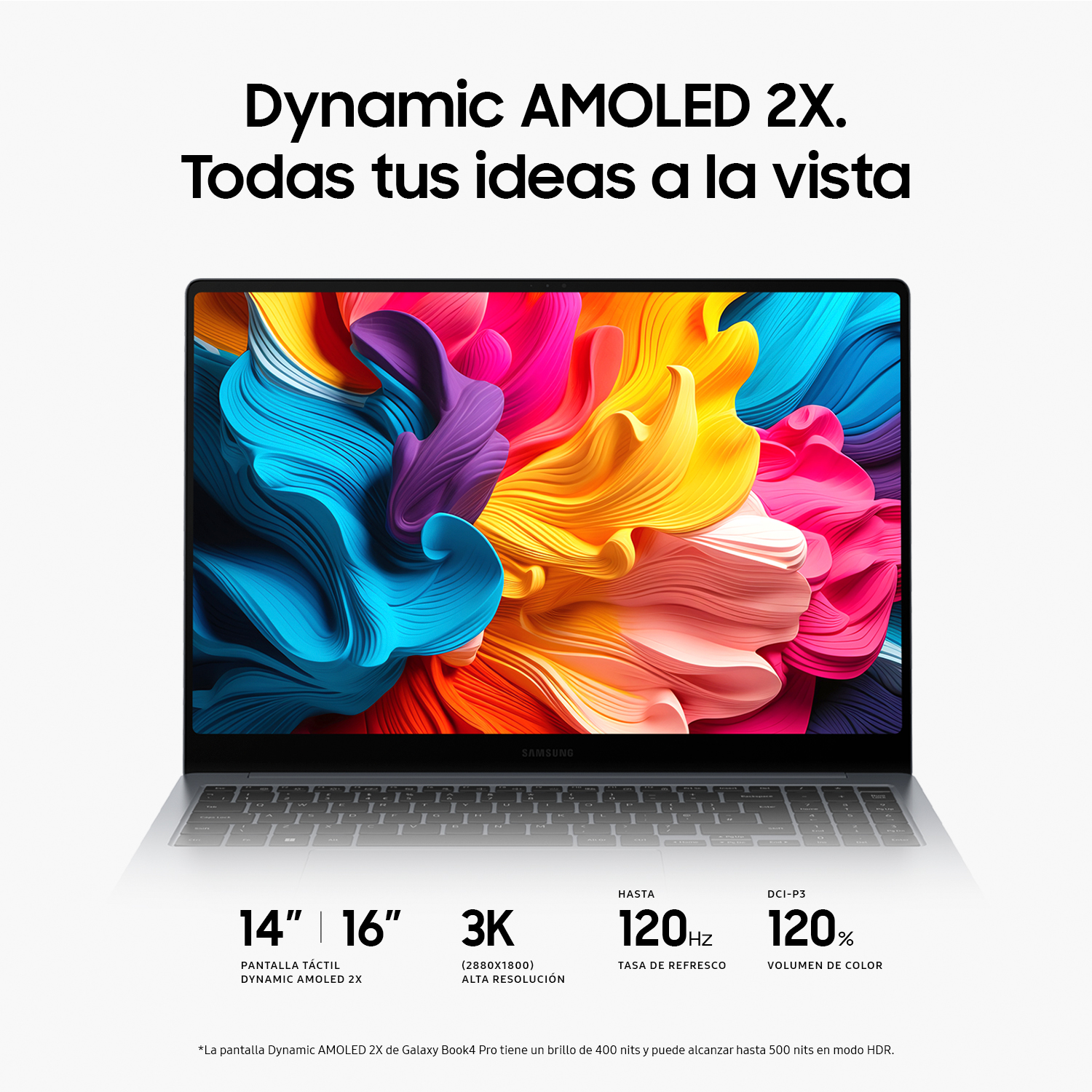 Portátil - Samsung Galaxy Book4 Pro Profesional, 16" WQXGA+, Intel® Evo™ Edition Core™ Ultra 7-155H, 32GB RAM, 512GB, Arc®, W11P, IA, Gris