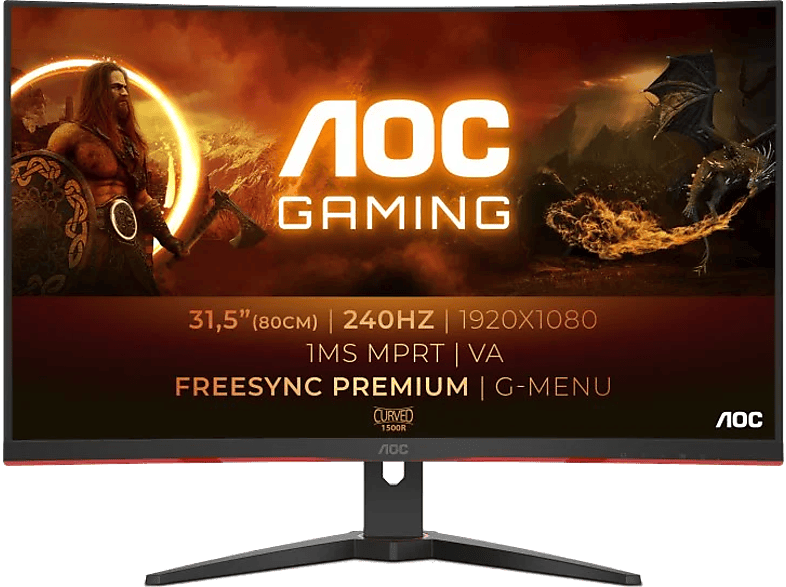 AOC C32G2ZE, 31.5 , Full-HD, 1 ms, 240 Hz, DisplayPort, HDMI, 178 °, Negro
