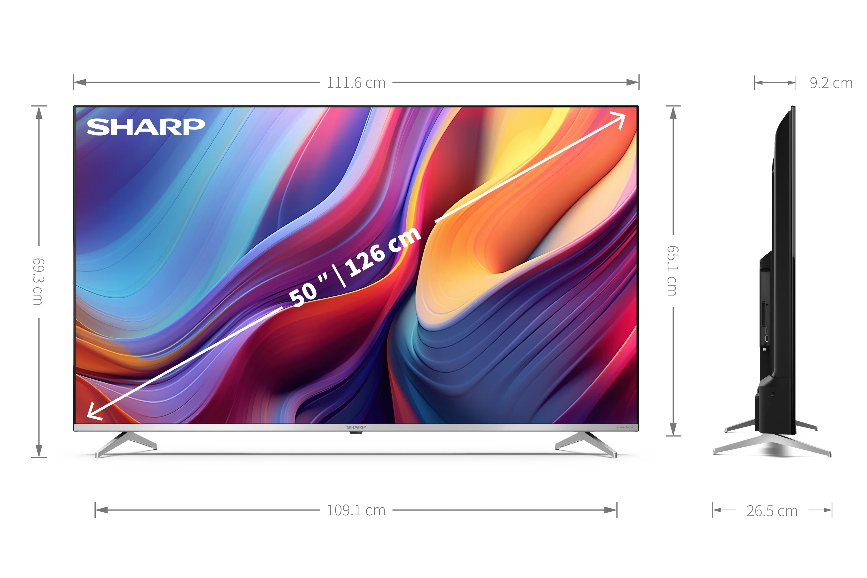 TV QLED 50" - Sharp 50GP6265E, UHD 4K, Dolby Atmos®, Smart TV, DVB-T2 (H.265), Chromecast Integrado, Google Assistant y Alexa, Negro